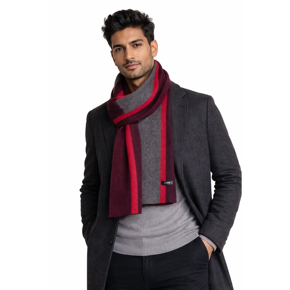 J.Crew‎ Striped Wool Scarf Unisex Colorblock Preppy Collegiate Country Club
